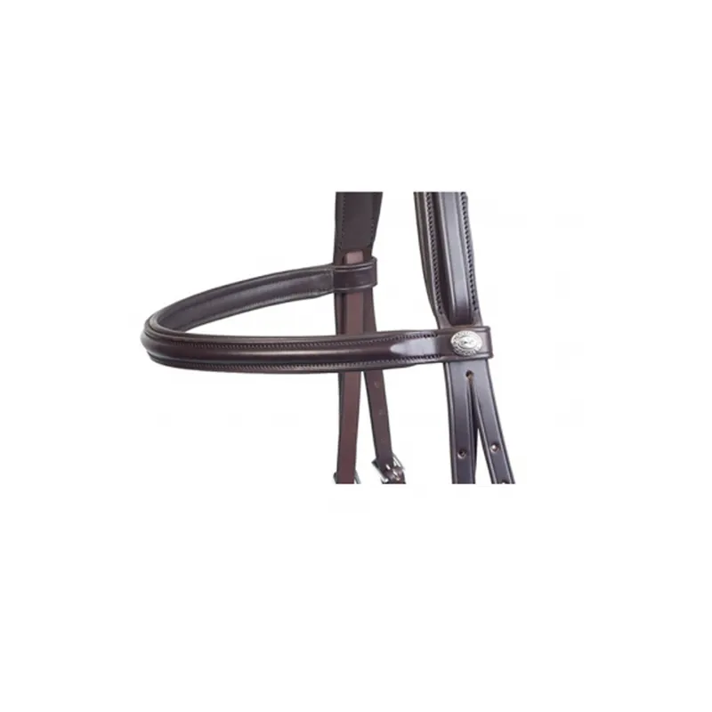 Schockemohle Plain Leather Browband - Antique Brown/Gold